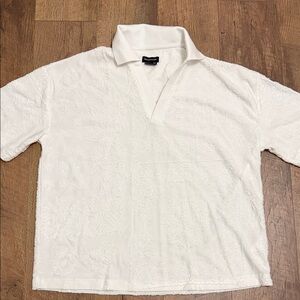 Elegant White Textured Women's Polo
